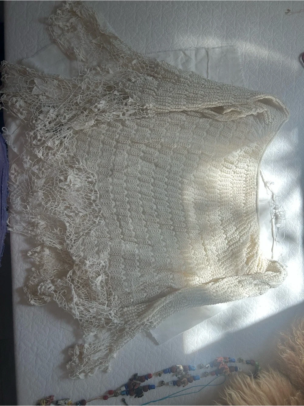Free People Cream Crochet Lace Top